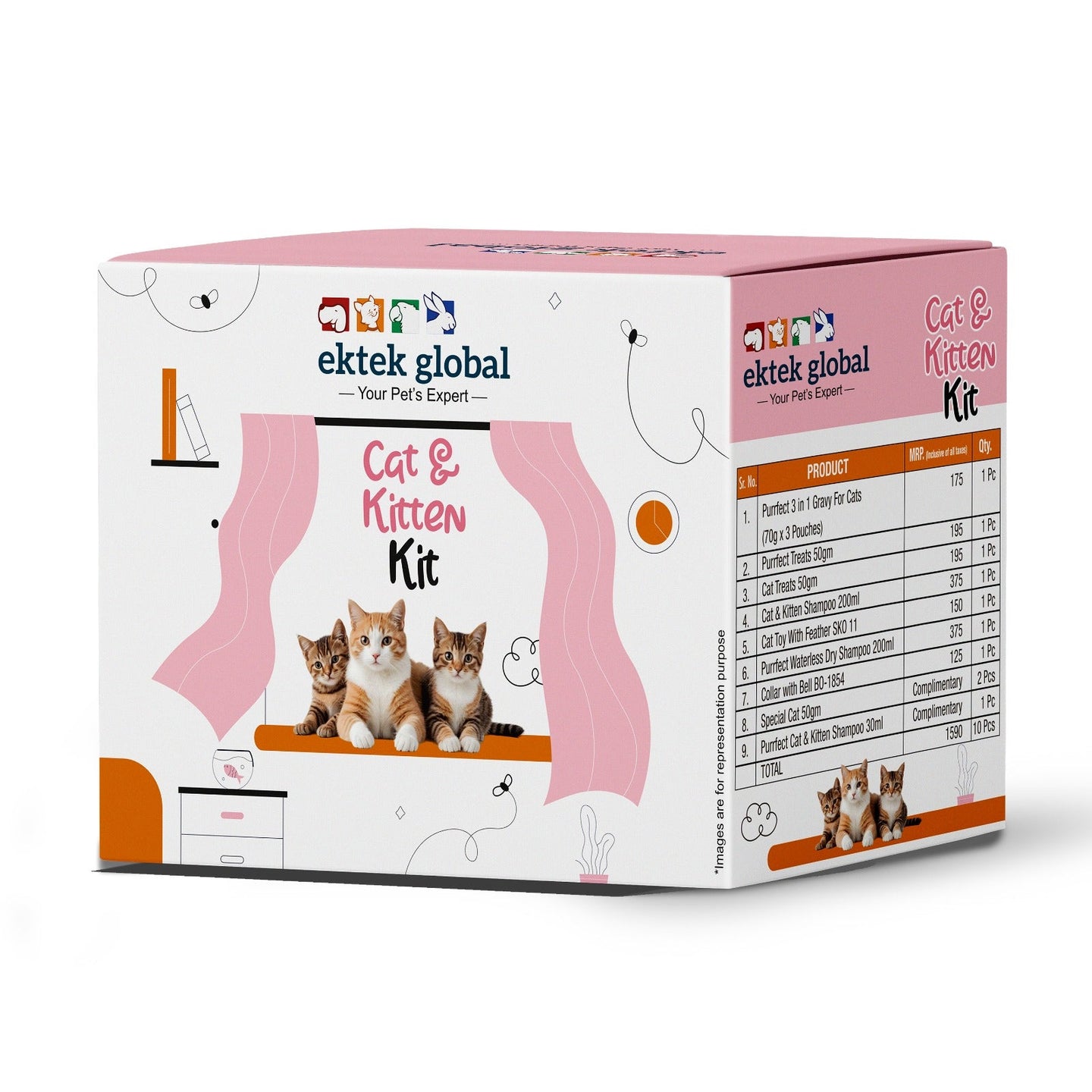 urrfect Companion Cat & Kitten Kit – all-in-one starter pack with cat food, treats, grooming essentials, and toys